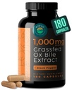 Grass-Fed Ox Bile Extracto 1000mg Bile Salts Suplementos con Pepper Negro. Apoya la Salud Digestiva - 180 Conde