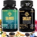 Boysea. Shilajit y Sea Moss Bundle - Sea Moss (7000mg), Ashwagandha (2000mg), Black Seed Oil (4000mg), Ginger & Shilajit (9000mg), Rhodiola Rosea (1000mg) – 90 Cuenta (1 Pack)