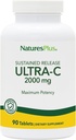 Natures Plus Ultra C W/Rose HIPS, Sustained Released - 2000 mg, 90 Tablets Vegetarianos - Maximum Potency Immune Support, Antioxidant - Free-Radical Defense - Gluten-Free - 90 Servings