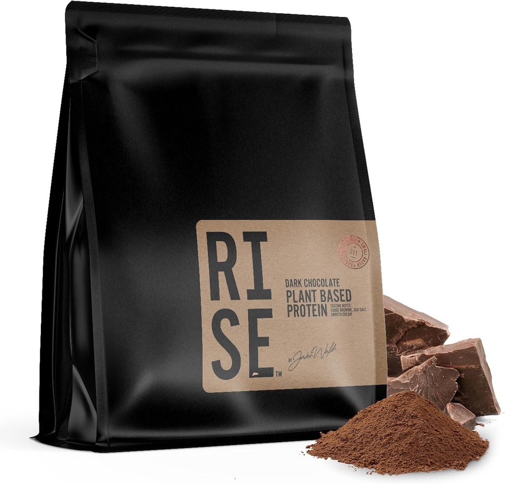 Polvo de proteínas de base vegetal para hombres y mujeres – 30g Proteína vegetal completa y 3g Leucine, Bloat cero, Cacao de gourmet, Textura de espuma, Chocolate oscuro, 15 piezas