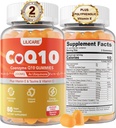 CoQ10 200mg Gummies - Coenzima Q10 w/Taurina, Vitamina E, C, B6, B12, Zinc - Alta Absorción Suplemento CoQ10 para Antioxidante, Energía Celular & Salud del oído, Vegan 120 C