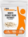 BulkSupplements.com White Kidney Bean Extract Powder - White Kidney Bean Powder - Suplemento Herbal - Gluten Free, 1,5g por Serving, 500g (1.1 lbs) (Pack of 1)