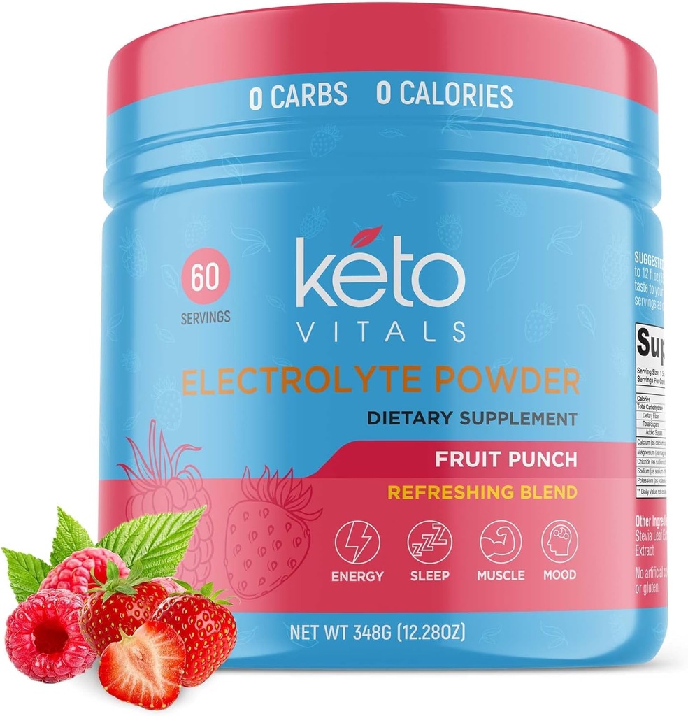 Keto Vitals Keto Electrolytes Powder ← Keto-Friendly Electrolytes with Potassium, Magnesium, Sodium, Calcium ANTE Electrolytes Sugar Free ← Suplemento Energy Drink Mix TEN Zero Calories, Zero Carbs