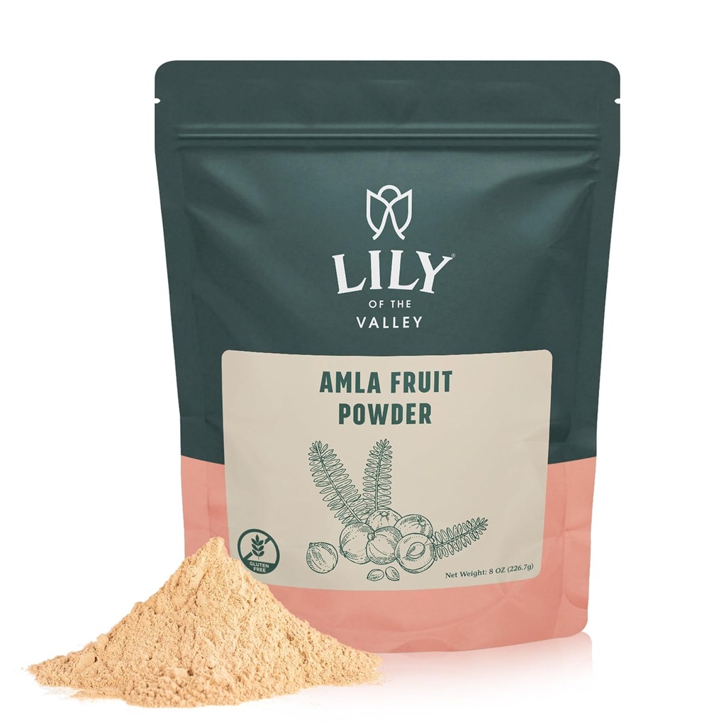Lily of the Valley Amla Berry Powder (Amalaki) - Ideal para cocinar y cuidar la belleza - Rich in Antioxidant &amp; Vitamina C - Natural, Vegan &amp; Gluten-Free - Empaquetado en bolsa resealable (16oz, 453g)