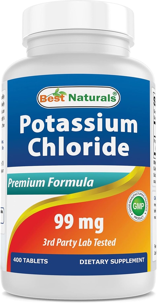 Mejores Naturales Potasio Chloride Suplemento 99mg 400 Tabletas - 3er Lab Party Tested