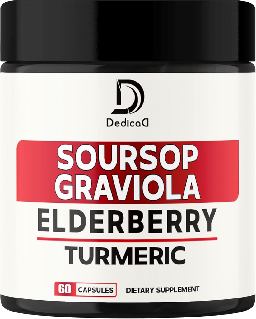 11in1 Graviola Soursop Capsules - Blended with Elderberry, Turmeric, Ginger, Milk Thistle, Cranberry &amp; More - Support Positive Mood, Immune System &amp; Body Management