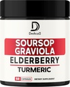 11in1 Graviola Soursop Capsules - Blended with Elderberry, Turmeric, Ginger, Milk Thistle, Cranberry & More - Support Positive Mood, Immune System & Body Management