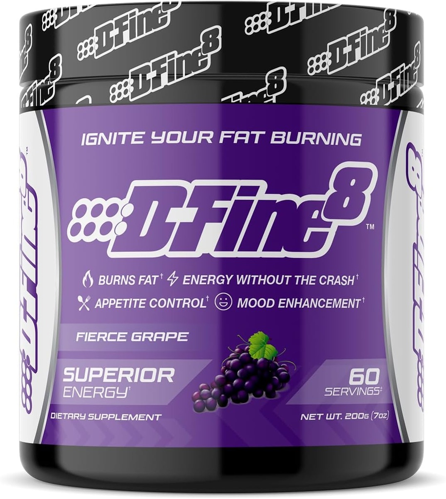Thermogenic Pre-Workout Energy Powder " Shredding Supplement, Boost Energy Mood " Focus, Sugar Free, Contains Senactiv, Endurance, 300mg Caffeine, N-Acetyl-L-Tyrosine (Fierce Grape)