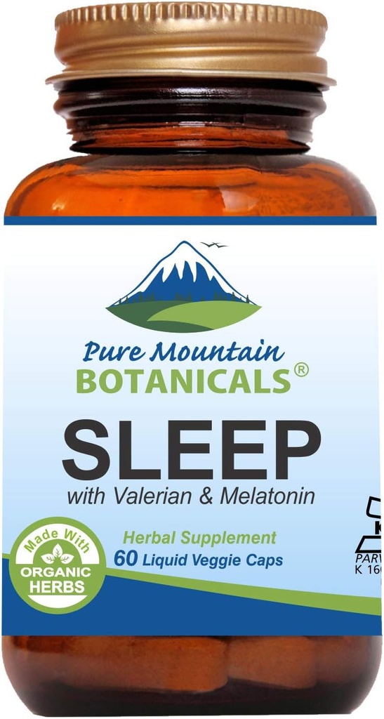 Dormir natural con Valeriana orgánica, manzanilla, flor de pasión, calabaza, melatonina, pezones > 60 cápsulas veganos