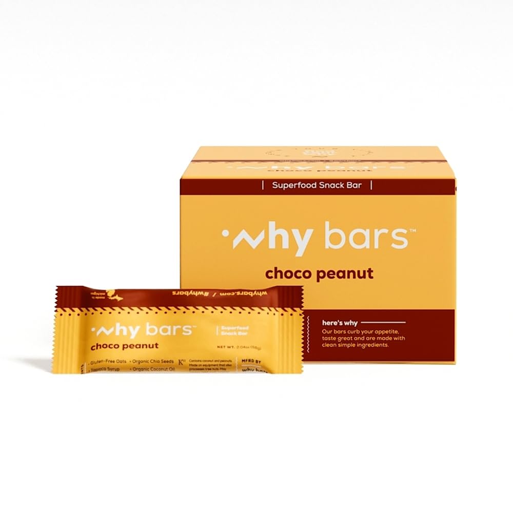 Por qué Bares, Bares Protein, Mantequilla de Maní de Chocolate, 2.04 Bares de onda (Pack of 12 Bares Protein) - Protein Bar Superfood, Gluten Free, Non GMO, Organic, Vegan, Simple Ingredientes