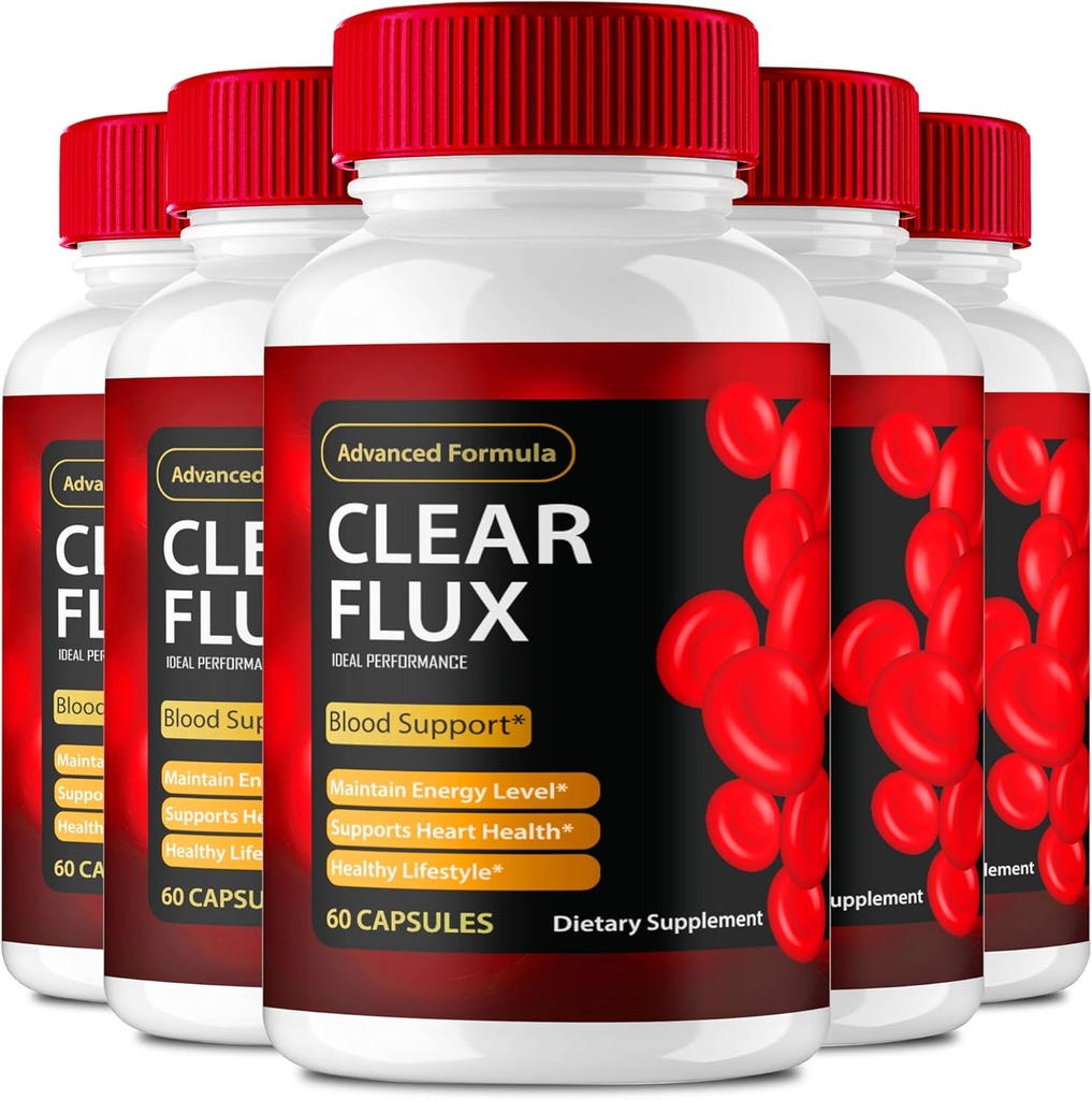 Suplemento de flujo claro, Super Boost Clear Flux Supplement, Clear Flux Pills, Official Formula, Premium Support to Maintain Stable Levels &amp; Healthy Circulation, Clear Flux Health Reviews (5 Pack)