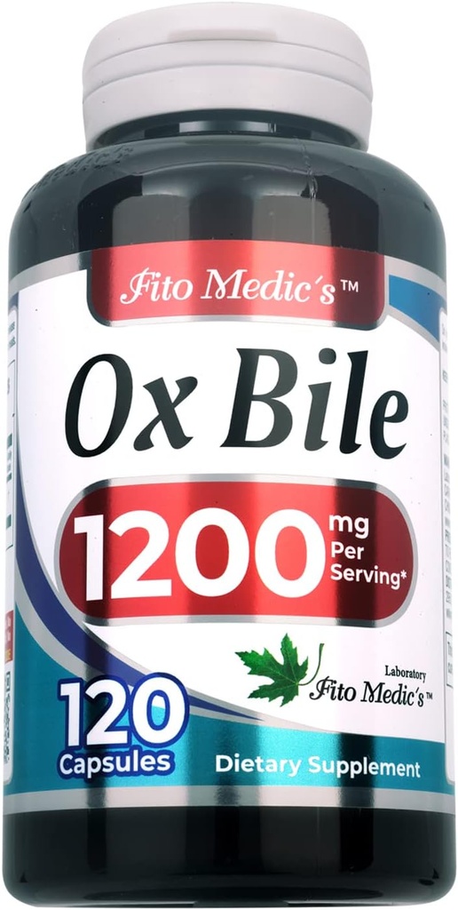 Lab - Bile Salts, Ox Bile, 1200 mg per Serving, 120 Caps- Digestive Enzymes Supplement, ox Bile Supplement.