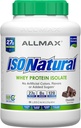 ALLMAX ISONATURAL Whey Protein Isolate, Chocolate - 5 lb - 27 Gramos de Protein Por Scoop - Zero Fat & Sugar - 99% Lactose Gratis - con Prebióticos - Sin Sabores Artificiales - Aprox. 73 Servimientos