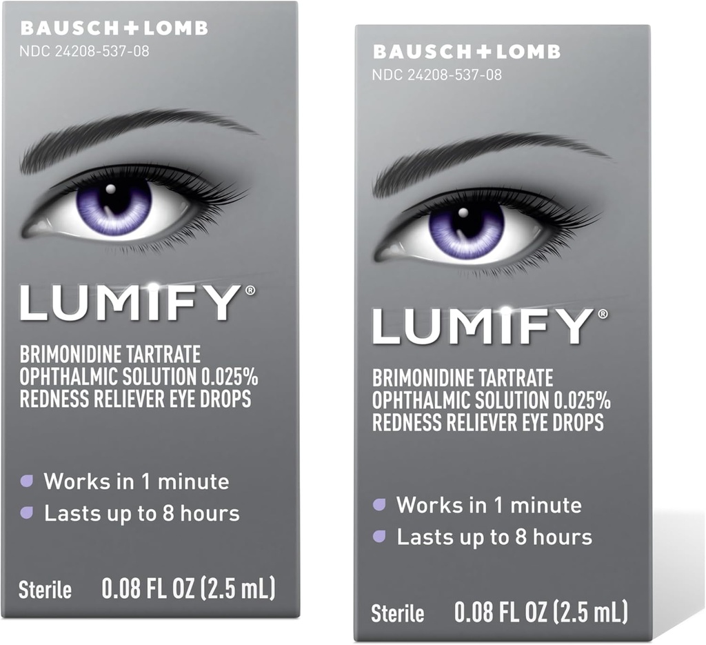 LUMIFY Redness Reliever Eye Drops 0.08 fl oz (2.5 mL) Pack of 2