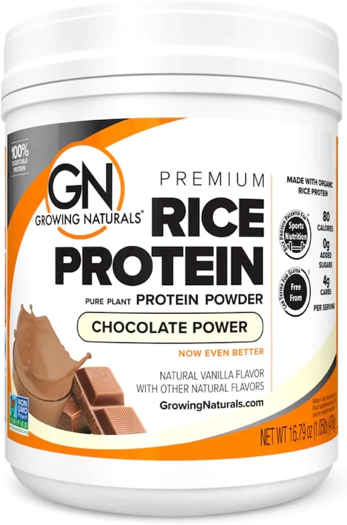Naturales de cultivo Pólvora de arroz premium orgánico, Potencia del chocolate, no GMO, Vegan, 16,8 onzas