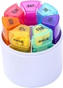 Gerente semanal de píldoras, 4 Cajas diarias de píldoras, Moisture-Proof de 7 días, Recordador de medicamentos de la caja de pastillas, Medicación de aceite de vitamina portátil y Contenedor de suplementos ( Almacenamiento cilíndrico)