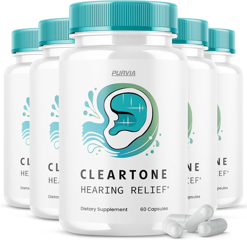 (5 Pack) Cleartone Pills - Official Formula - Cleartone Tinnitus Hearing Support Pills, Clear Tone Pills Hearing Relief Maximum Strength Formula Clear Tone Advanced Vitamin Supplement (300 Capsules)