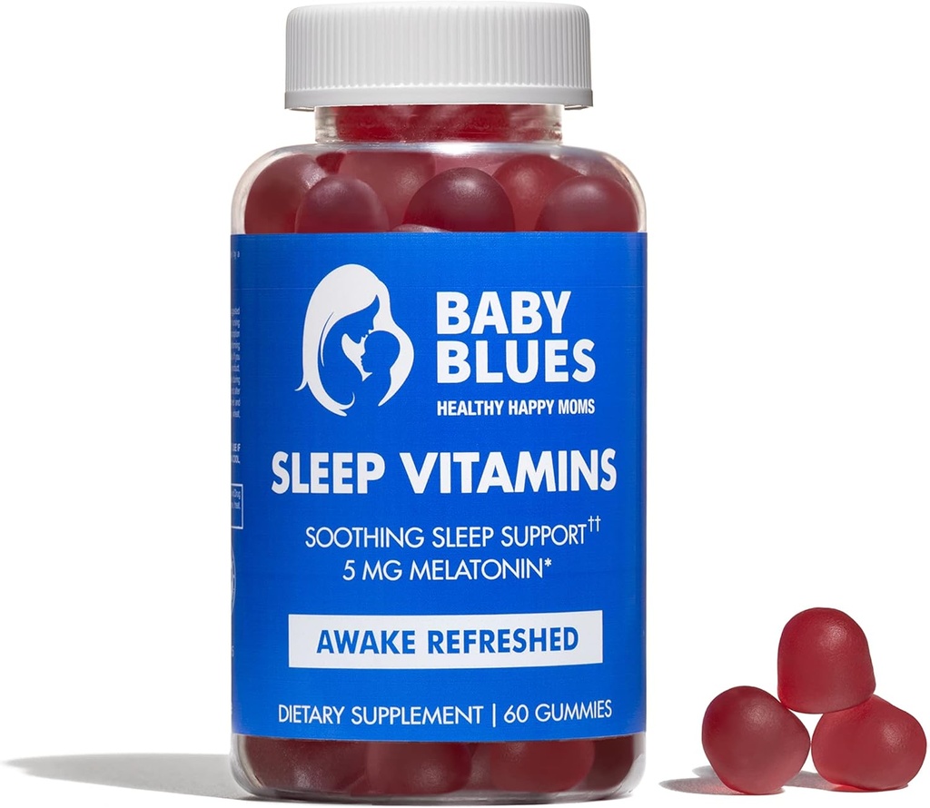 Bebé Azules: Vitaminas para el sueño para las mamás - 5mg Melatonin Strawberry sabored Gummies
