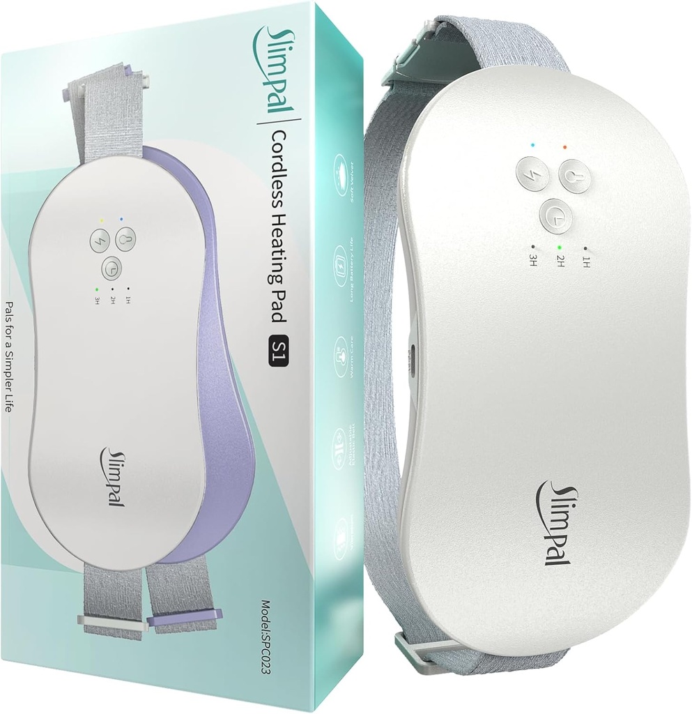 Slimpal Portable Calefacción Pad para Calambres de Período, Electric Cordless Calefacción Pad para Calambres Menstruales Alivio, 3 Timer Auto Off Setting, Wearable Heat Pad Belt Regalos para Su Mujer Esposa Chica, Beige