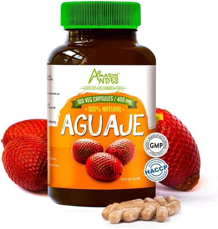   Andes Aguaje Capsules - Female Health Supporter and Hormone Balancer - Wild Harvested in Peru and sustainably sourced - Non GMO, Fairly Traded & Gluten Free - Buriti 100 Vegan Pills (400mg)