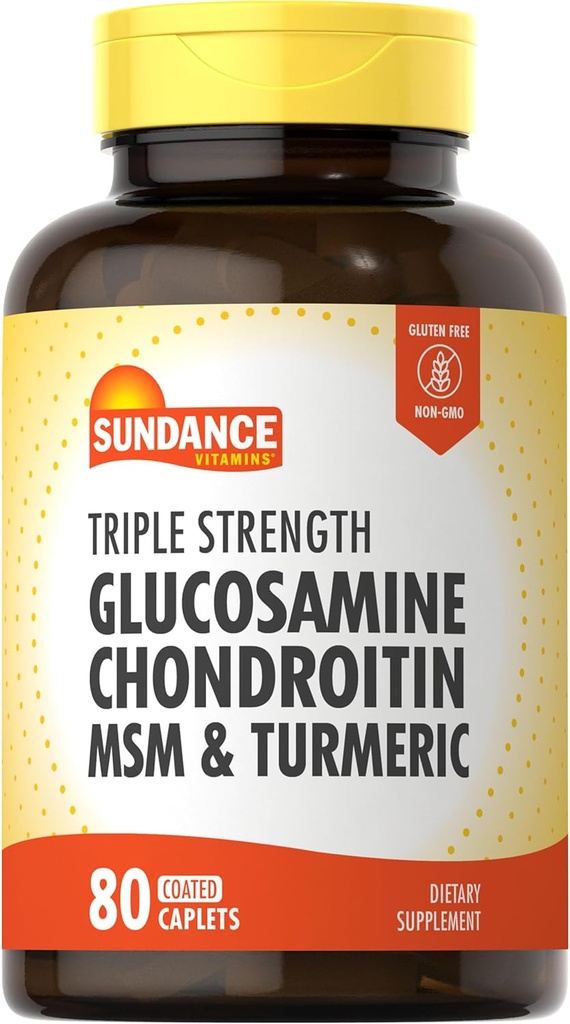Sundance Glucosamine Chondroitin with MSM and Turmeric  sometida 80 Caplets ← Triple Fuerza Fórmula ← Non-GMO y Gluten Suplemento Libre