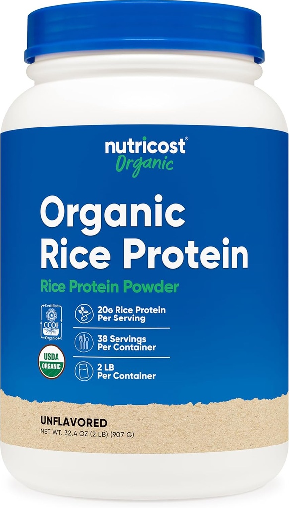 Nutricost Organic Rice Protein Powder (2 LB) - Gluten-Free, Non-GMO (desde Brown Rice)