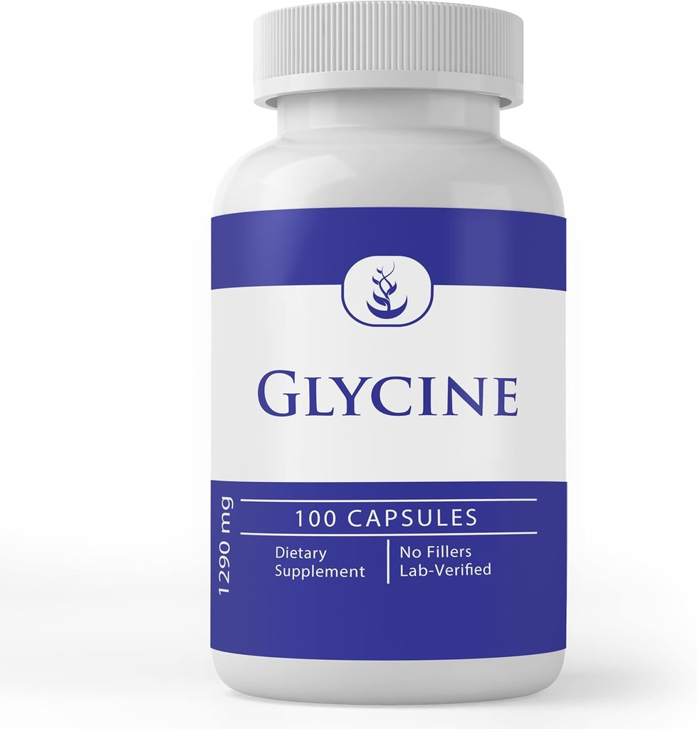 Ingredientes originales puros Glycine, (100 cápsulas) Puro, No aditivos o artillería, Lab Verified
