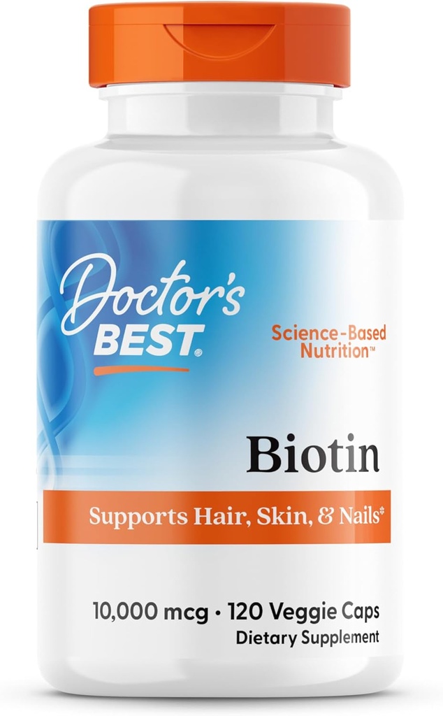 Médicos Mejor Biotina, apoya el cabello, la piel, " uñas, no GMO, sin gluten, Soy Gratis, Vegan 120 Veggie Caps