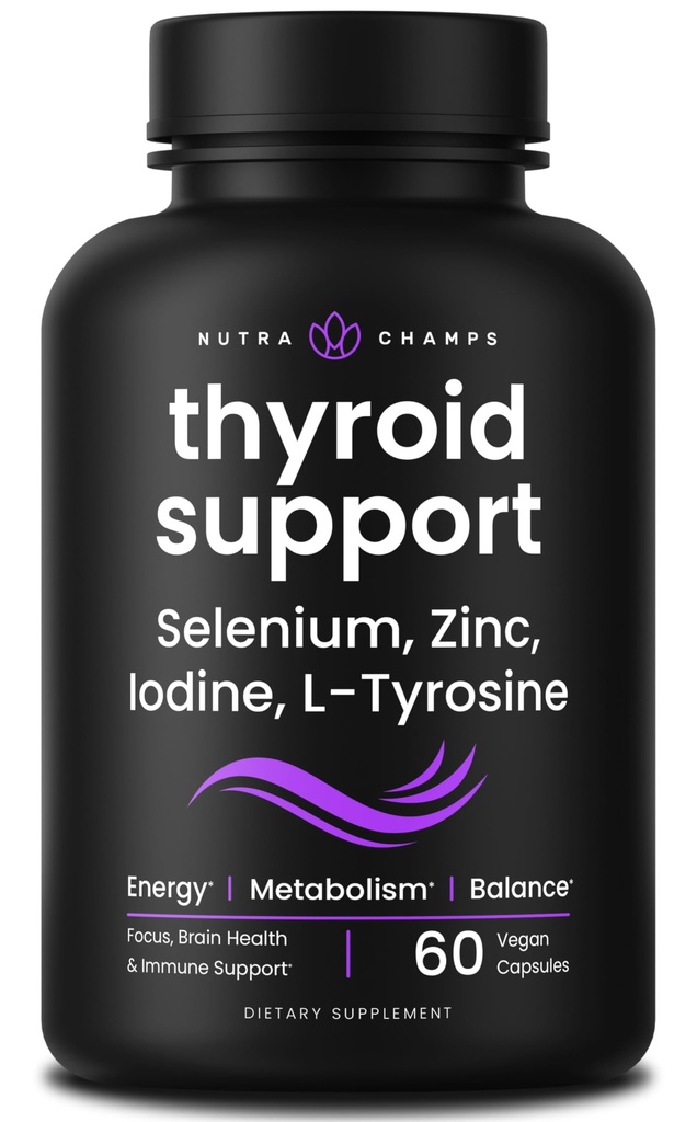 NutraChamps Thyroid Support &amp; Adrenal Support Supplement 2-in-1 Formula with Iodine & Ashwagandha for Energy, Metabolism, Focus, Adrenal Fatigue & Stress Relief, Cortisol Balance for Women &amp; Men