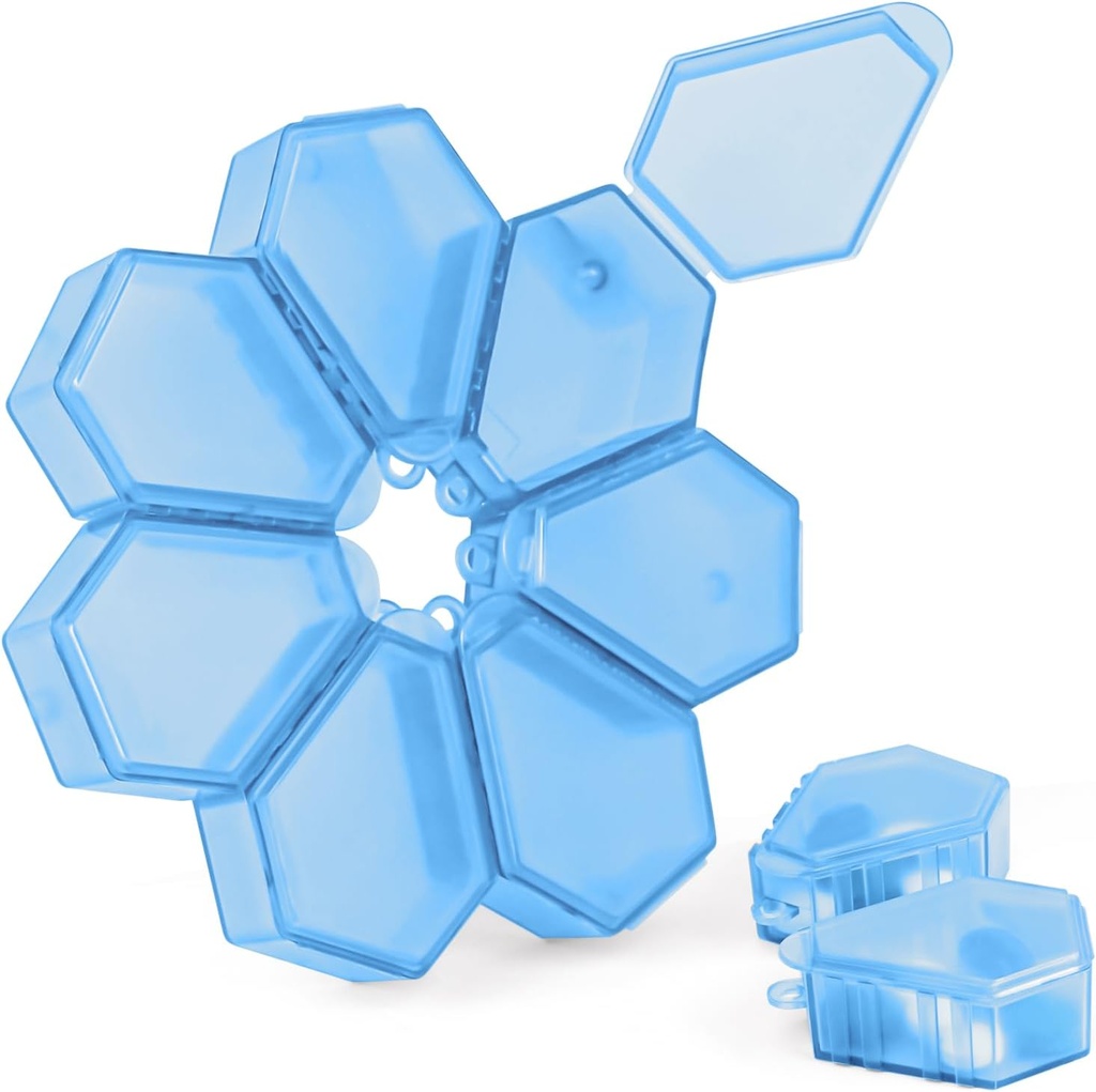 7-en-1 Conjunto Organizador de Píldora de Viajes Incluye 7 componentes de la caja pequeña que se pueden montar en una caja circular grande de Píldora, cada pequeño componente de caja se puede utilizar separadamente (1Pack Blue)
