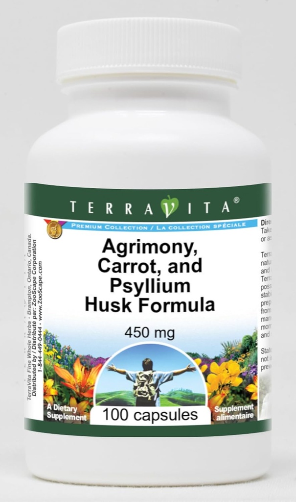 Agrimony, Carrot y Psyllium Husk Formula - 450 mg (100 cápsulas, ZIN: 516864) - 3 Pack