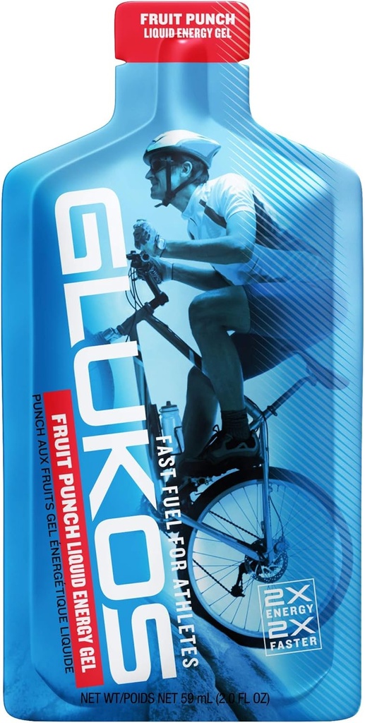 Glukos geles de energía para corredores 2oz Packets, Gels corriendo con electrolitos, bandeja de 12 conde