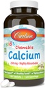 Carlson - Calcio Chewable de niño, 250 mg, Altamente Absorbable, Bono " Apoyo a los dientes, Bienestar óptimo, Sabor de vainilla natural, 120 Tablets