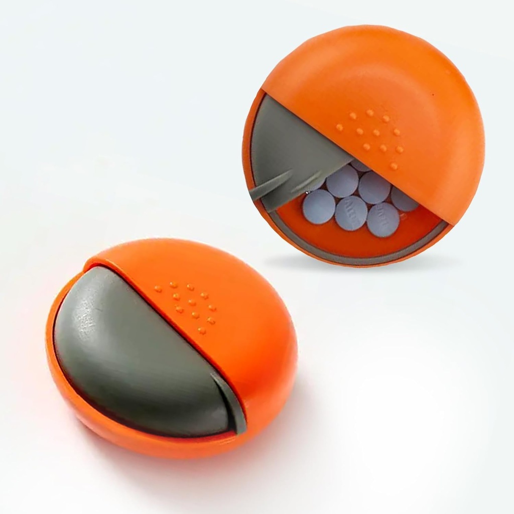 Round Travel Pill Organizer - Portable Small Pill Box for Purse - Compact, Leak-Proof Medicine Container for Pills, Vitamins, Fish Oil, Supplements - BPA-Free, Durable Design, 2.75" (Orange)