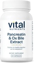Vital Nutrients Pancreatin " Ox Bile Extract 500mg ← Enzymes Digestivos Naturales para Mujeres " Hombres Silenciosos Digestión de Proteína, Gordo y Carbohydrates* permanente Gluten, Dairy " Soy Free TEN 60 cápsulas