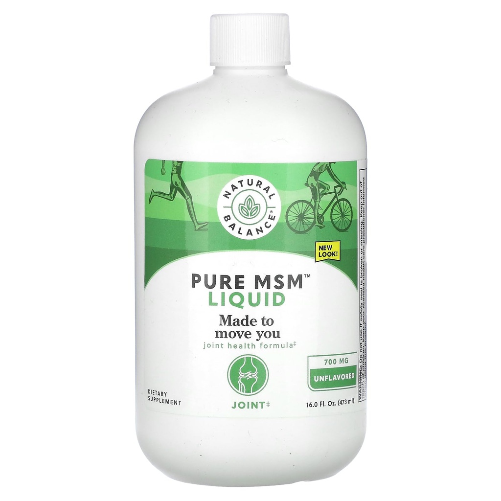 Natural Balance Pure MSM Liquid - 700 mg - Unflavored - Joint Support Supplement - Lab Verified for Purity and Potency - 60-Day Money-Back Guarantee - 48 Servings, 16 Fl. Oz.