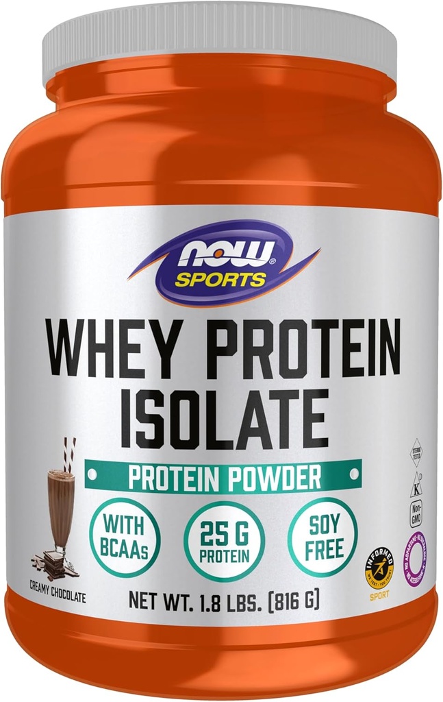AHORA Foods Sports Nutrition, Whey Protein Isolate, 25 g Con BCAAs, Creamy Chocolate Powder, 1.8 libras