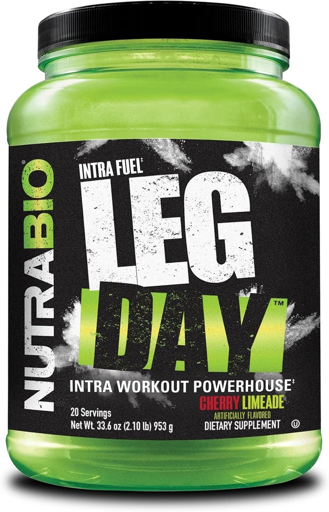 NutraBio Leg Day Intra Workout Powder – Advanced Carb Supplement with Cluster Dextrin &amp; Electrolytes – Carb Powder with EAAs/BCAAs – Cyclic Dextrin for Performance – Cherry Lime, 20 Servings
