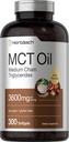 Horbäach MCT Oil Pills  3600mg ← 300 Softgel Capsules Silencio Keto Suplemento de Coconut  durable with Caprylic & Capric Acid ← Non-GMO, and Gluten Free