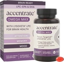 Omega Max w/LYSOVETA LPC ← EPA &amp; DHA Suplementos para Cerebro &amp; Retina Salud TEN Focus, Atención, Memoria, Mood &amp; Visión ANTE 6X Absorción Superior Que el Aceite de Pesca Silencioso Omega-3 LPC-DHA