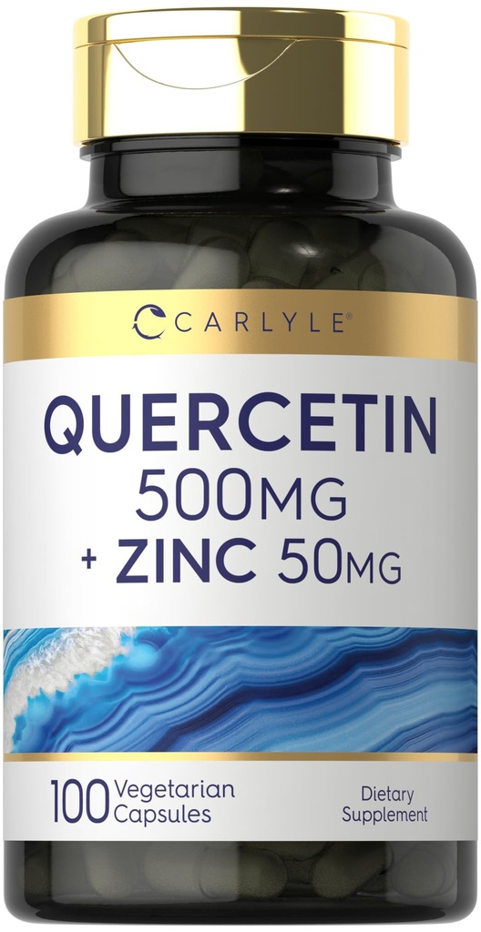 Carlyle Quercetin 500mg Capsules | with 50mg Zinc | 100 Count | Non-GMO and Gluten Free Supplement