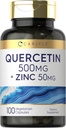 Carlyle Quercetin 500mg Capsules Silencio con 50mg Zinc Silencio 100 Conde Silencio No-GMO y Gluten Suplemento Gratis