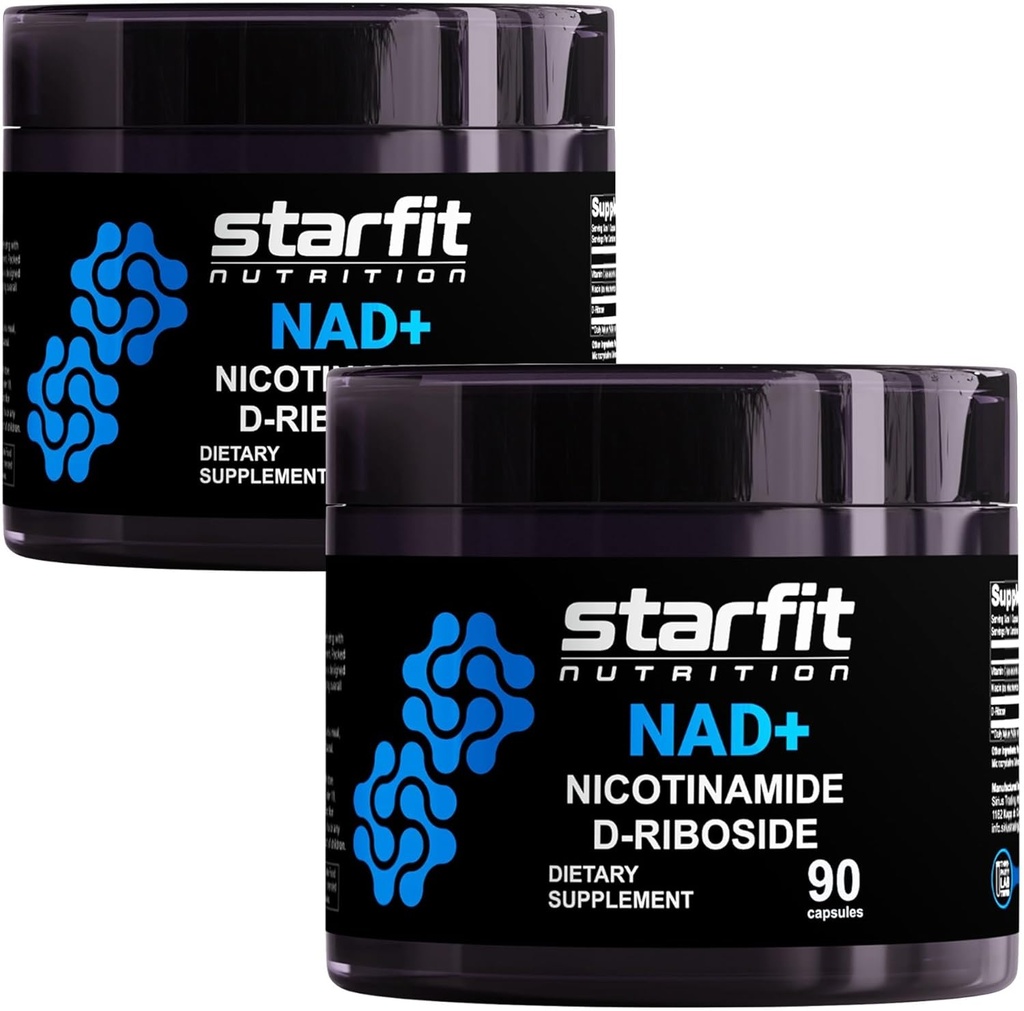 STARFIT - Nicotinamide D-Riboside (2 Pack), Booster NAD+, Energy & Focus Supplement, Anti-Aging Cellular Support, Total 180 Capsules