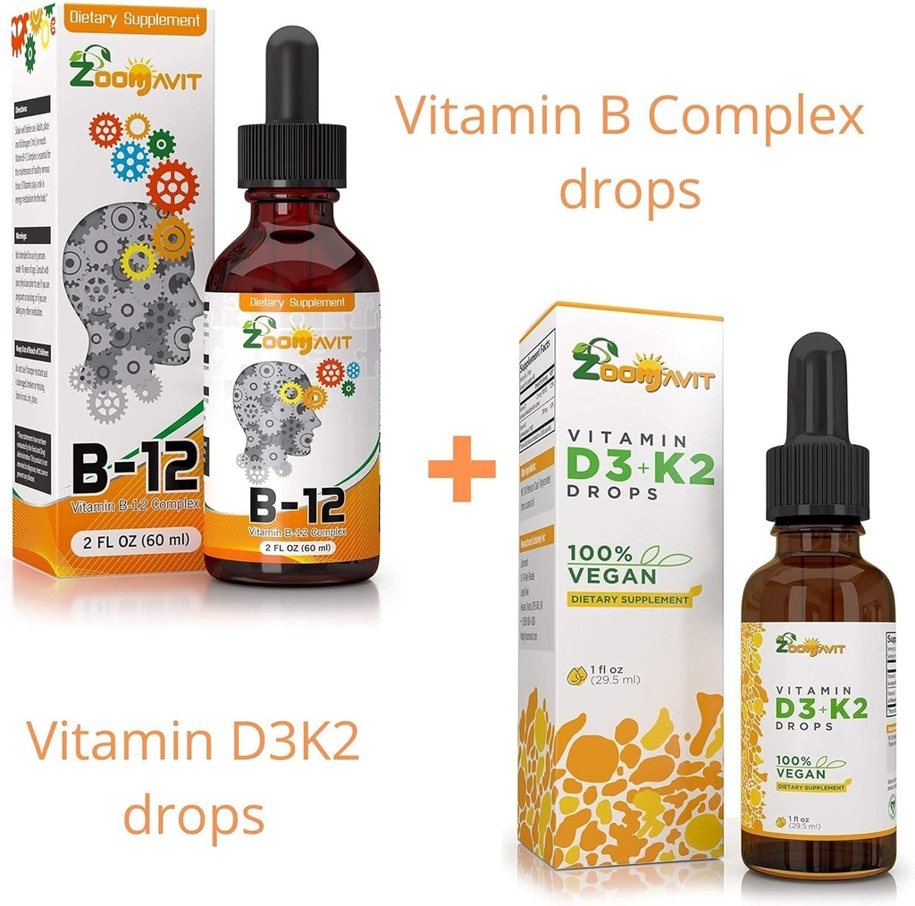 Vitamina B Complejo gotas + Vitamina Vegana D3 K2 gotas