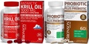 Bronson Probiotic 50 Billion CFU + Prebiótico con Apple Polyphenols & Pineapple Fruit Extrac Antarctic Krill Oil 1000 mg con Omega-3 EPA DHA