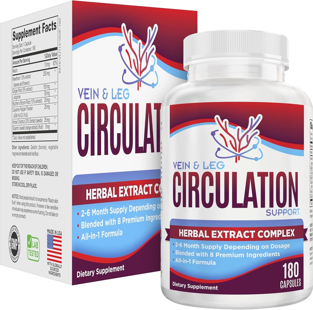 2-Mes: Vein &amp; Leg Circulation Supplement (All-in-1) Health Support with 8 Active Ingredients ← Blood Circulation Booster Formula  Leg &amp; Vein Supplements  60-Day Bulk Supply
