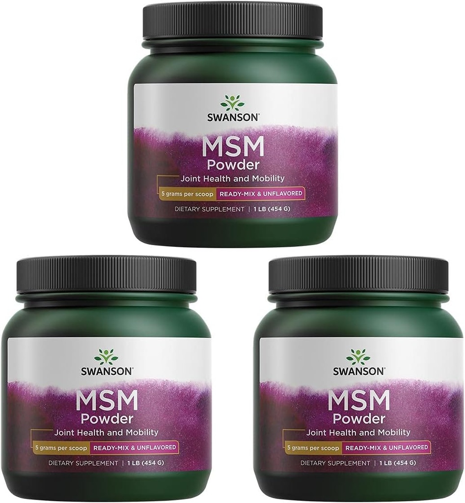 Swanson Premium Brand Msm Powder - Ready-Mix &amp; Unflavored 1 lb Pwdr 3 Pack