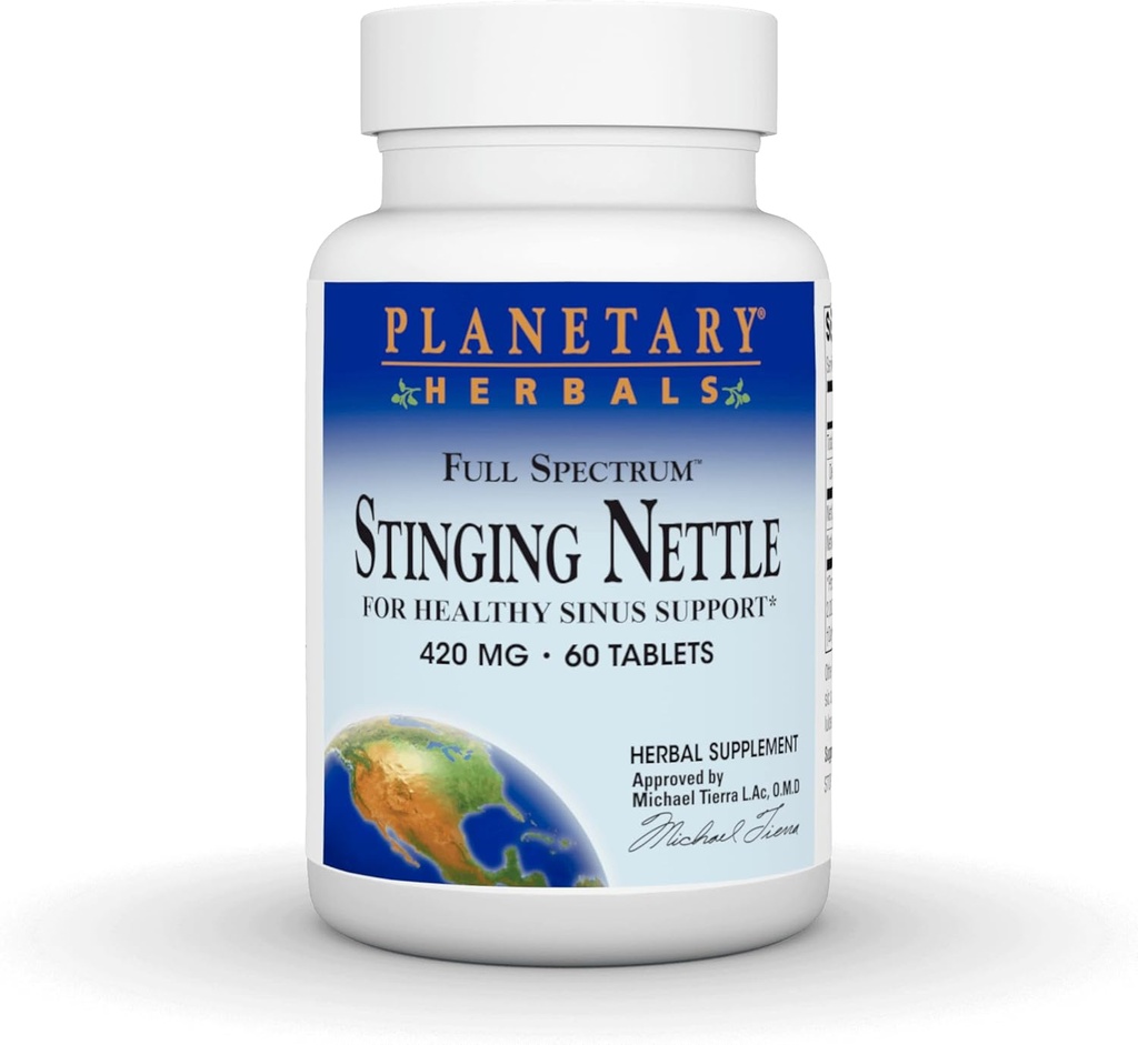 Planetary Herbals Full Spectrum Stinging Nettles, for Healthy Sinus Support* 420mg - 60 Tablets