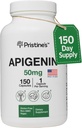 PriSTINE'S Apigenin Supplement for Sleep Capsules - 50mg 150 Day Supply - Prostate &amp; Sleep Support Found in Chamomile Powder for Relaxation, Healthy Aging, Brain & Heart Health, &amp; Immunity