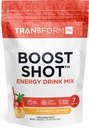 TransformHQ Boost Shot Powder Drink Stick Packets, Strawberry Lemonade, 7 Pack, Energy Supplements for Women &amp; Men, with Caffeine, Vitamin B12, B9, B6 &amp; B3